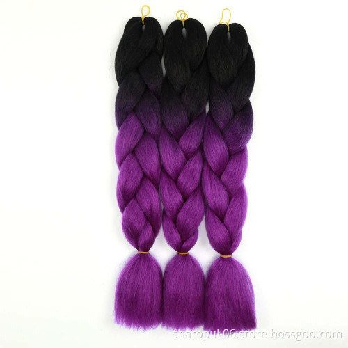 A large number of factory wholesale synthetic Jumbo braid hair, Synthetic braiding ombre hair in hair extensions supplier